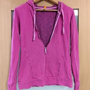 Pullover Hooded Long Sleeve Half Zip Active Wear